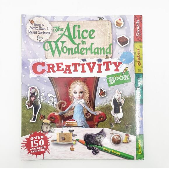 ALICE IN WONDERLAND Kids Coloring Creativity Book Gift Disney Arts & Crafts NWT - Picture 2 of 13